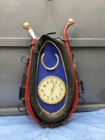 LEATHER HORSE COLLAR W/ CLOCK AND METAL HAMES
