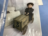 FRANKLIN MINT HEIRLOOM COCA COLA PORCELAIN COLLECTOR DOLL - "KIRBY" W/ WOOD CAR