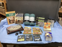 BOX W/ INFLATOR, MIRCO FLEECE THROWS, GLASS DIVIDED DISH, GOLD FOIL & PEN, METAL WORKS, ZYLISS GRATER, FRAMES