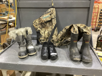 WOODS HIP WADERS SIZE 10, CLOGS LL BEAN SIZE 11M, SOREL LINED BOOTS SIZE 5