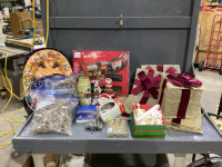 BOX OF CHRISTMAS - 9&rsquo; TRAIN , SERVING TRAYS, CANDLE HOLDERS, LIGHT UP BOXES, ORNAMENTS/FIGURINES, NATIVITY PIECES