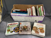 BOX WITH COOKBOOKS, NATURAL HEALING, HEALTH