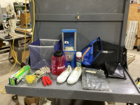 TOTE WITH LID - LAPTOP BAG, GUMBALL MACHINE(PARTS) , TAP SHOES, RAIN PANTS