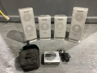 4 SMALL PANASONIC SPEAKERS + SHARP DIGITAL RECORDING DEVICE