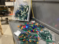 TOTE OF ASSORTED CHRISTMAS LIGHTS + PATHWAY LIGHTS