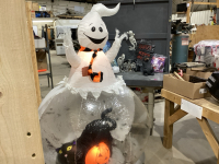 HALLOWEEN DECOR - BIG GHOST BLOW UP, PLASTIC SKELETONS