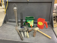 HAND SPREADERS, MALLET, FLASHLIGHT, HAND GARDEN TOOLS, BIRD FEEDER