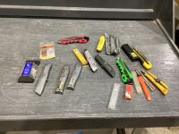 BOX OF EXACTO KNIVES, SCRAPERS, BLADES