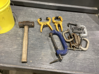 BUCKET C-CLAMPS, SLEDGE HAMMER, QUIKGRIP CLAMP