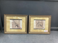 (2) SMALL ANIMAL PICTURES - ELEPHANT & GIRAFFE