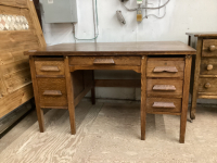 ANTIQUE WOOD DESK W/ SIX DRAWERS