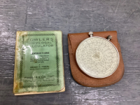 ANTIQUE FOWLER'S "UNIVERSAL" CALCULATOR W/ LEATHER CASE AND MANUAL