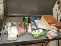 PAINTING SUPPLIES, RESPIRATOR, ROLLERS, FIBREGLASS MAT, BOOT LINER(SUV), RAGS