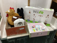 WII FIT BOARD + BOX W/STUFFY, CARD MAKING KIT