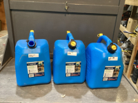 3 KEROSENE JUGS, MISSING ONE CAP