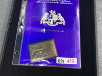 POSTAL ISSUE STAMP OF THE COMMONWEALTH OF DOMINICA -MADE W/ 23 KARAT GOLD