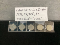 (5) CANADA. GEO V 5 CENT COINS - 1928/29/31-(2)/ 34
