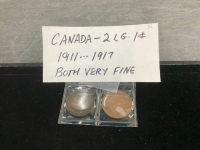 (2) CANADA LARGE 1 CENT COINS - 1911 AND 1917