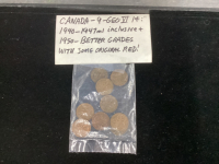 (9) CANADA GEO VI 1 CENT COINS - 1940-47/50