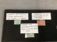 (3) OLD CANADA STAMPS - 1868 - REGISTERED MAIL, 1953 - TEXTILES, 1930 - SPECIAL DELIVERY