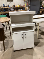 WHITE MICROWAVE CART ON CASTORS