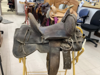 OLD WORN HIGH BACK SADDLE - #648. FOR DECOR