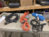 BOX OF EXTENSION CORDS, TROUBLE LIGHTS