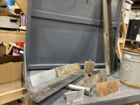 METAL BUCKET W/ CONCRETE TOOS