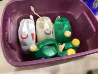 TOTE OF YARD CHEMICALS - INSECTICIDE, ROUND-UP, KILLEX