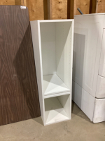 WHITE SHELF UNIT W/ (2) ADJUSTABLE (1) FIXED SHELF