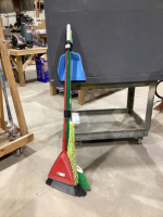 (2) BROOMS, (2) DUST PANS, DUSTER