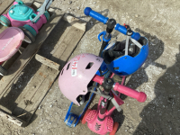 2 kids scooters with helmets