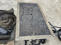Outside deck table, metal & wood