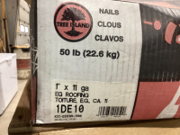 (2) BOXES (ONE FULL, ONE PARTIAL) OF "TREE ISLAND STEEL" 1" - 11 GA EG ROOFING NAILS