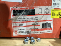 "RELIABLE" 3/8" FINISHING HEX NUTS - GR-5 ZINC