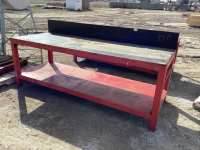 Heavy steelwork bench, 8&rsquo;x36&rdquo;, 3/8 thick top, all metal construction, 10&rdquo; back