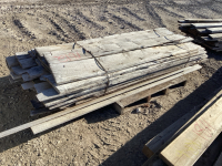 Pallet of random weathered lumber, 5-8&rsquo; long, random widths