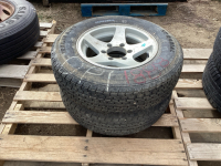 Set 2 trailer king tires, 6 bolt aluminum rims