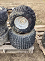 (2) DIFFERENT SIZE LAWN MOWER TIRES - 18X9-50-8 AND TURF TAMER - 1T22X11-8...BOTH ON RIMS
