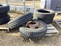 (4) TIRES - (1) MICHELIN 225/70 R19.5, (3) ROADX - 225/70 R19.5 (ONE WITH STEEL DUALLY RIM)