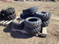 PALLET OF ASSORTED TIRES - SOME ON RIMS,