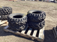 (4) CARLISLE MUD WOLF QUAD/ATV TIRES -(2) AT25 X 8-12. AND (2)AT25 X 11-12