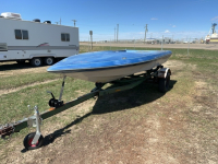 15 foot fibreglass boat shell on trailer