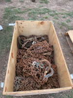 Crate of chain, slings, and boomers