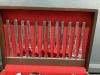 WOOD SILVERWARE CHEST W/ STAINLESS SILVERWARE - INCOMPLETE SET....MADE IN KOREA - 2