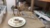 BRASS PIECES, DECANTER, SHOT GLASSES W/STAND - 2