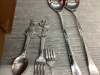 WOOD SILVERWARE CHEST W/ STAINLESS SILVERWARE - INCOMPLETE SET....MADE IN KOREA - 5