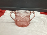 PINK DEPRESSION GLASS SUGAR BOWL