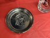SILVER RIMMED GLASSES W/ COASTERS. ON CADDY - 3