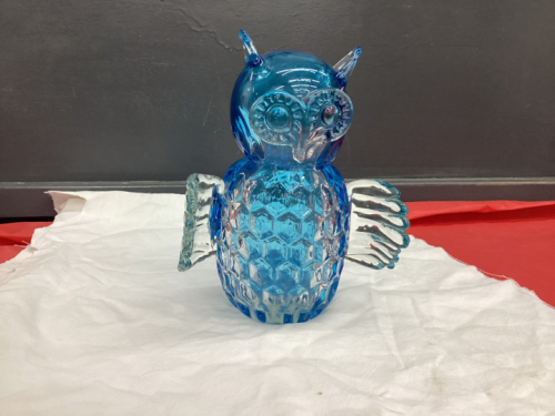 BLUE GLASS OWL - HANDMADE